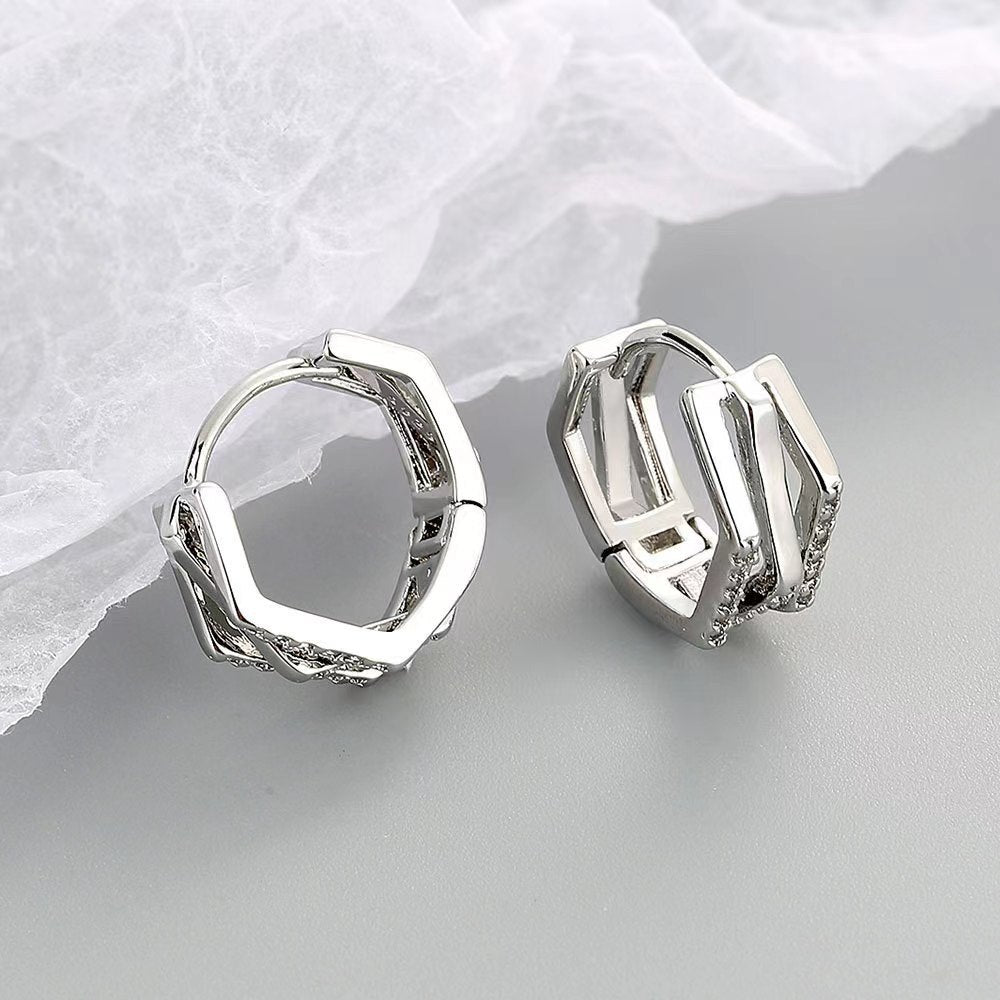 Geometric three-ring stud earrings